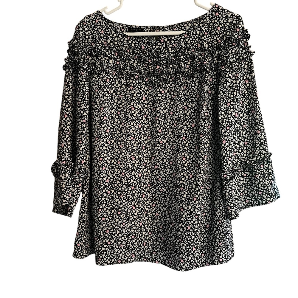 Talbots Petite Floral Ruffle Detail Top Size LP